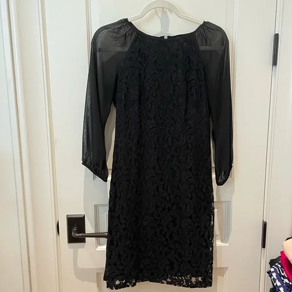 3 for $25 Adrianna Papell Black Lace Long Sleeve Dress